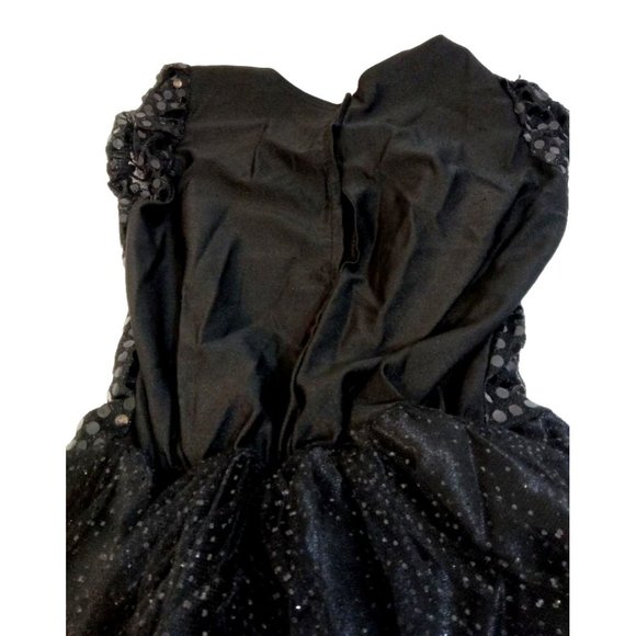 Batgirl Dress Girls Sz Small M Black Gold Sequin Tutu Dress Costume Halloween - Picture 8 of 9